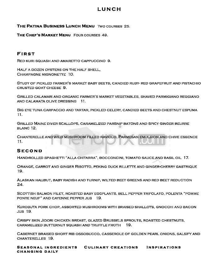 Patina - Los Angeles, CA menu_pic