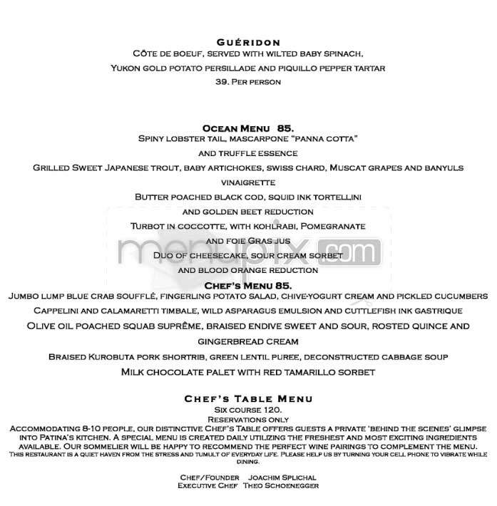 Patina - Los Angeles, CA menu_pic