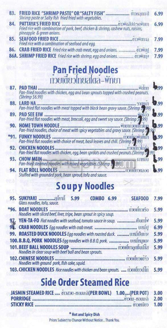 Pattaya - Los Angeles, CA menu_pic