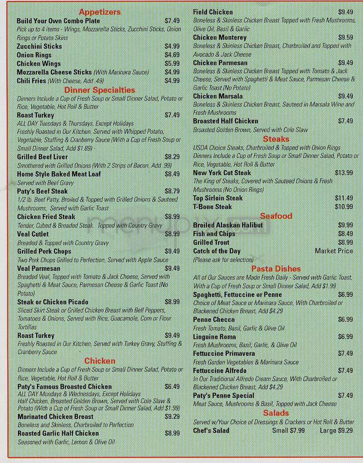Paty's - Toluca Lake, CA menu_pic