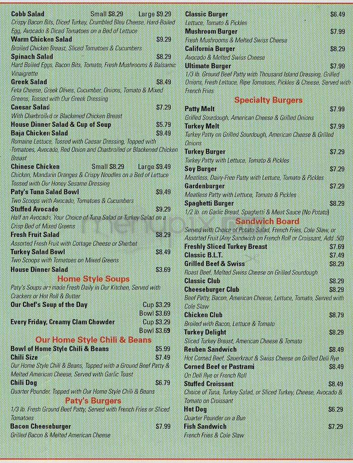 Paty's - Toluca Lake, CA menu_pic
