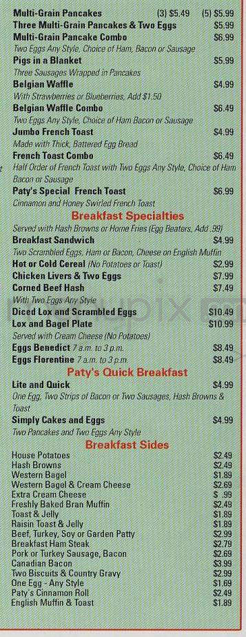 Paty's - Toluca Lake, CA menu_pic
