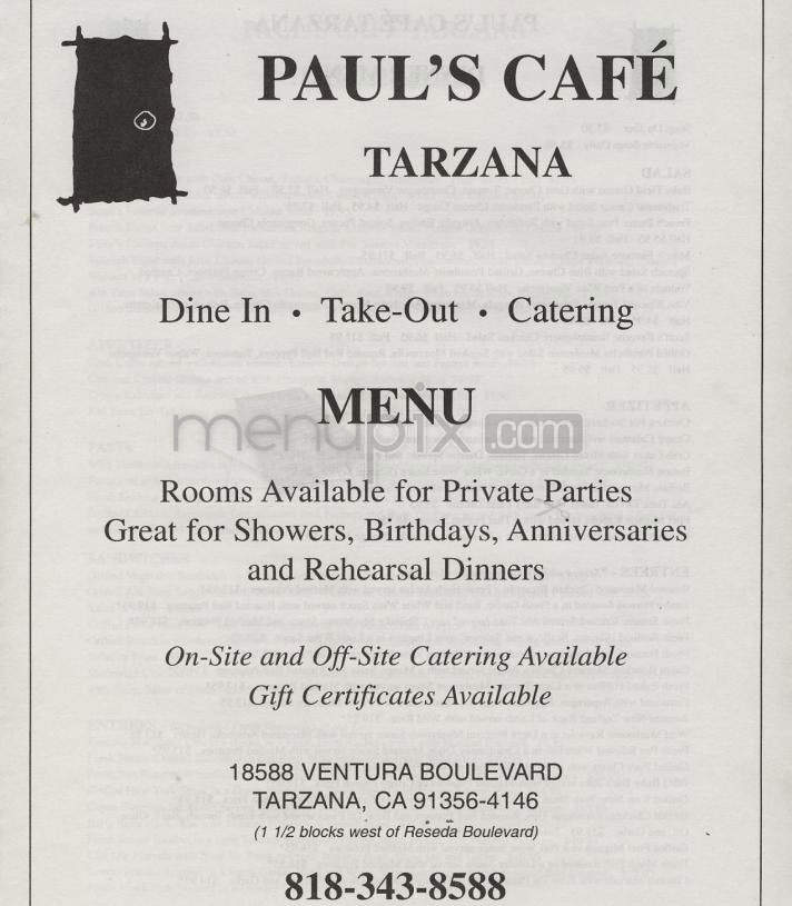 Paul's Cafe - Tarzana, CA menu_pic
