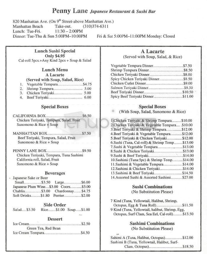 Penny Lane - Manhattan Beach, CA menu_pic