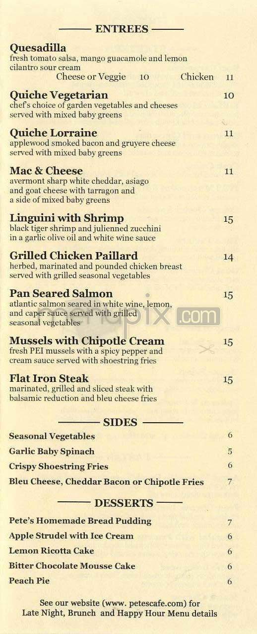 Pete's Cafe & Bar - Los Angeles, CA menu_pic
