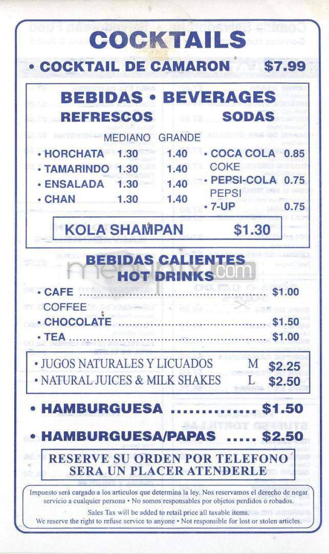 Restaurente Puerto La Union - Los Angeles, CA menu_pic