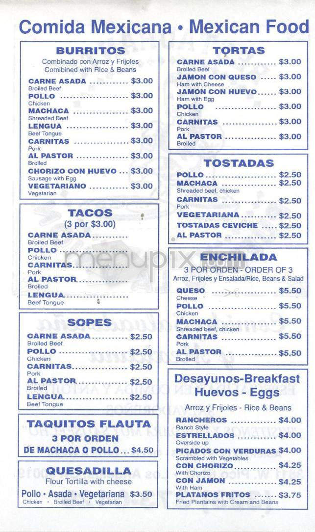 Restaurente Puerto La Union - Los Angeles, CA menu_pic
