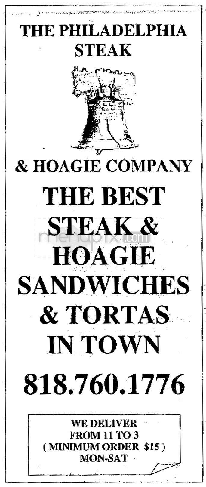 Philadelphia Steak & Hoagie - North Hollywood, CA menu_pic