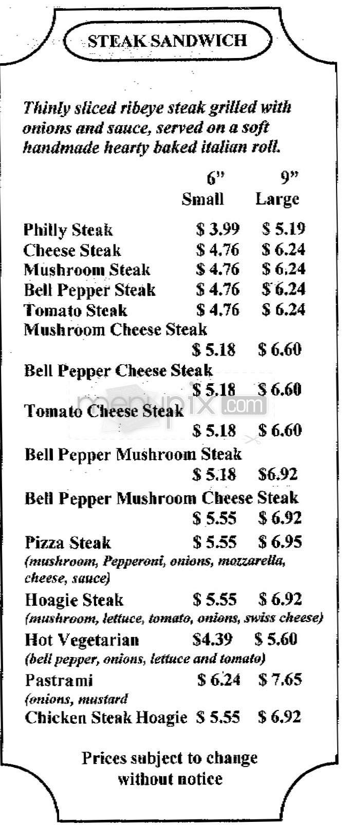 Philadelphia Steak & Hoagie - North Hollywood, CA menu_pic