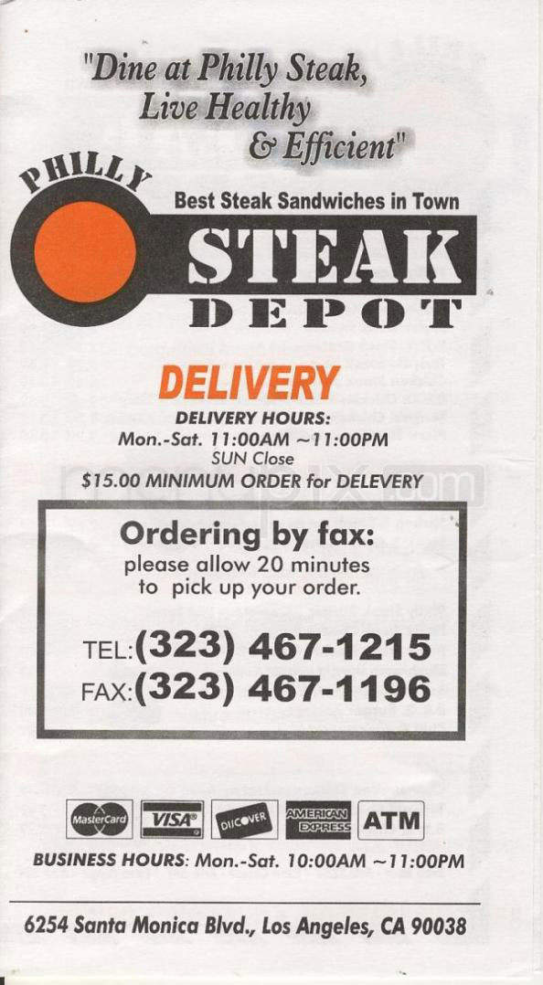 Philly Steak Depot - Los Angeles, CA menu_pic