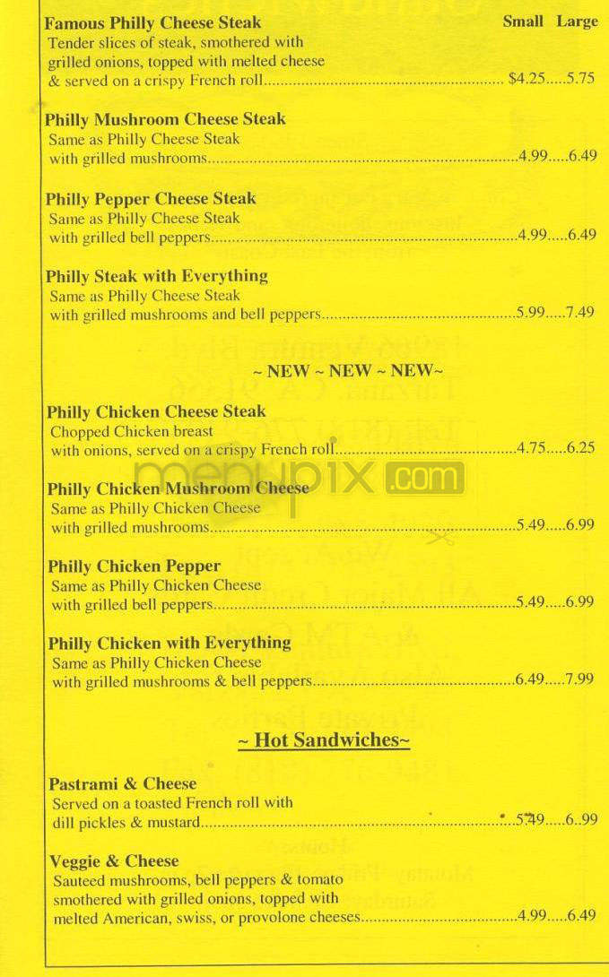 Philadelphia Sandwiches - North Hollywood, CA menu_pic