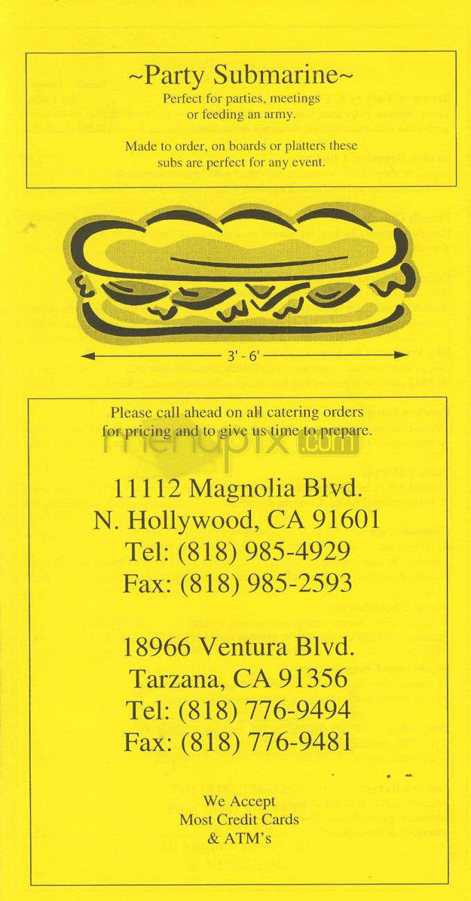 Philadelphia Sandwiches - North Hollywood, CA menu_pic