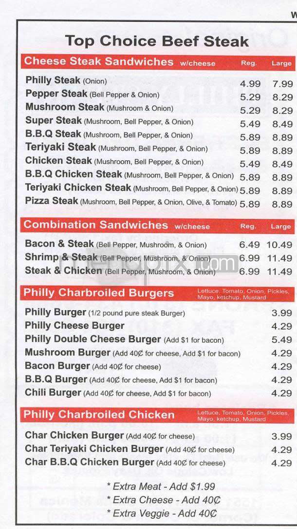 Philly Steak - Santa Monica, CA menu_pic