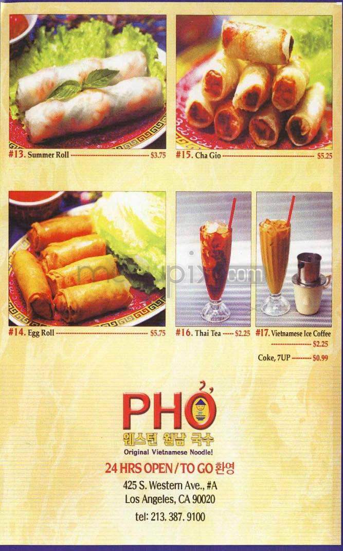 Pho - Los Angeles, CA menu_pic