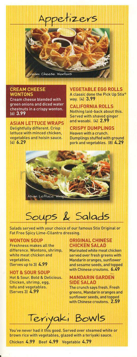 Pick Up Stix Fresh Asian Flavors - Hermosa Beach, CA menu_pic