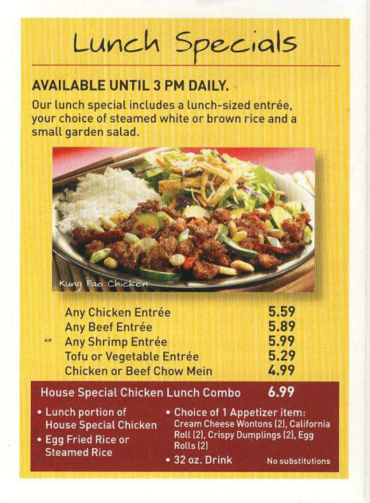 Pick Up Stix Fresh Asian Flavors - Hermosa Beach, CA menu_pic