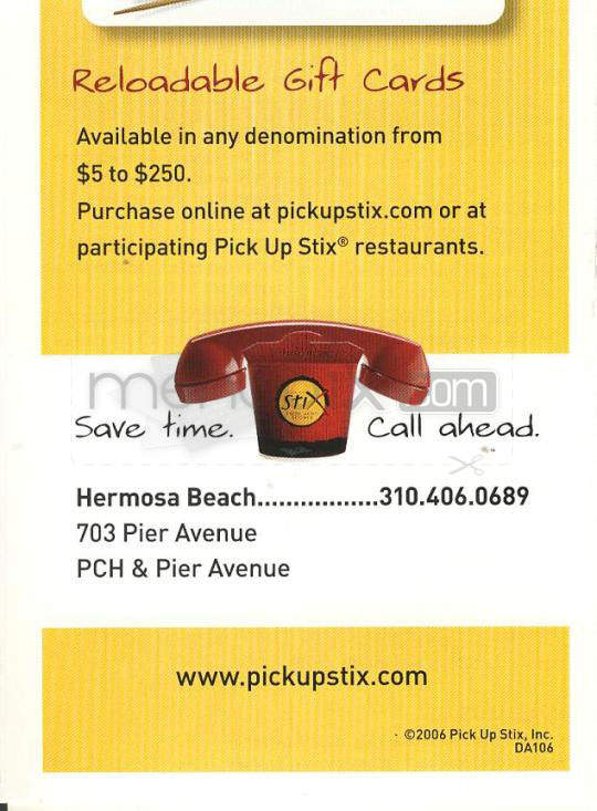 Pick Up Stix Fresh Asian Flavors - Hermosa Beach, CA menu_pic