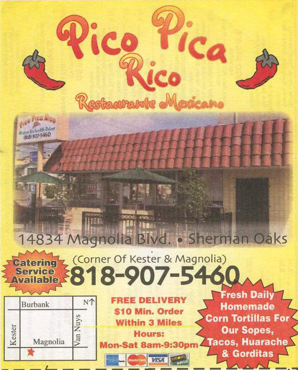 Pico Pica Rico - Sherman Oaks, CA menu_pic
