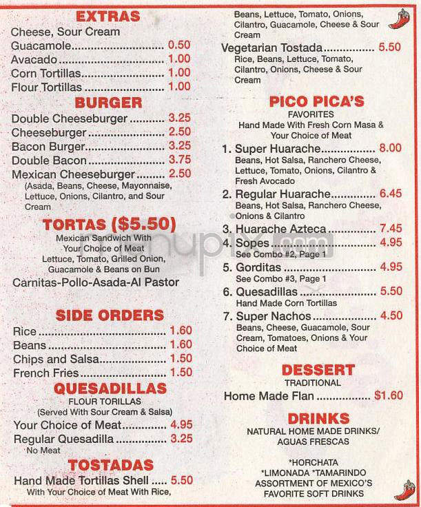 Pico Pica Rico - Sherman Oaks, CA menu_pic