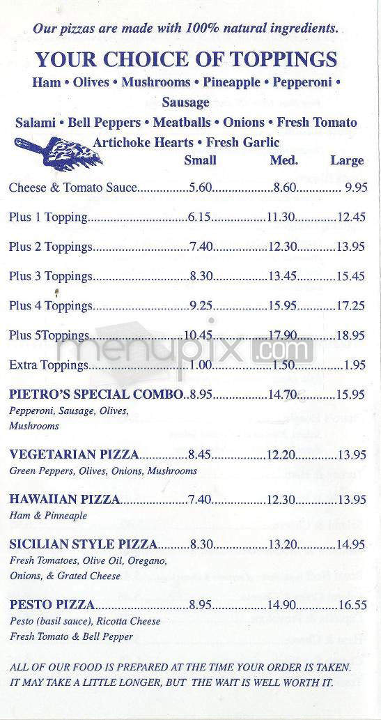 Pietro's Pizza - Pasadena, CA menu_pic