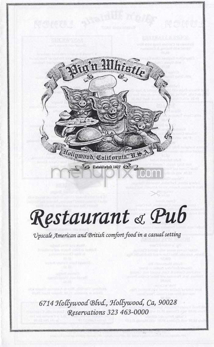 Pig 'n Whistle - Los Angeles, CA menu_pic