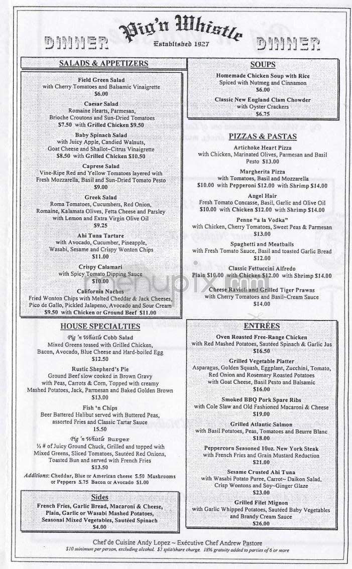Pig 'n Whistle - Los Angeles, CA menu_pic
