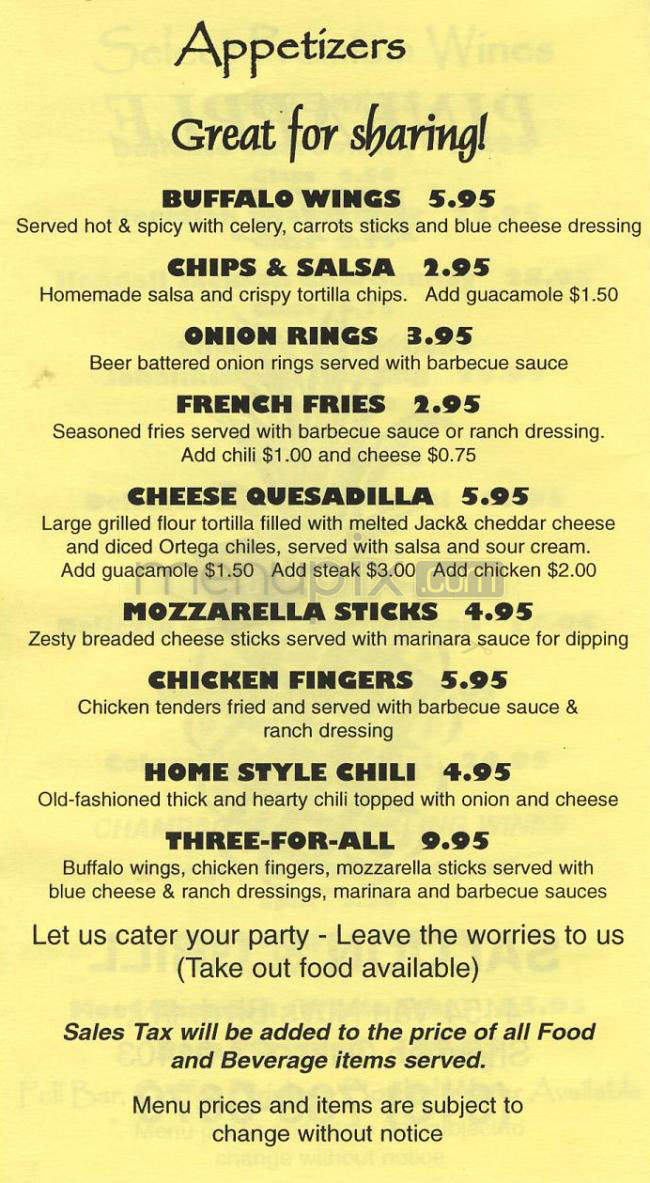 Pineapple Hill Saloon & Grill - Sherman Oaks, CA menu_pic