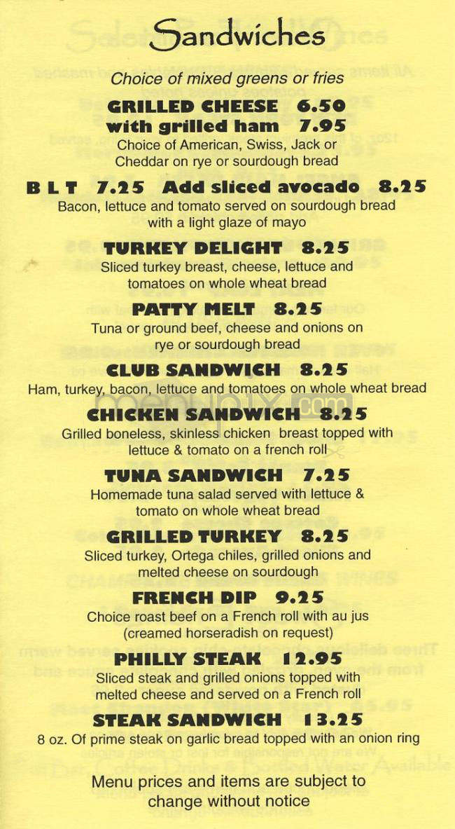 Pineapple Hill Saloon & Grill - Sherman Oaks, CA menu_pic