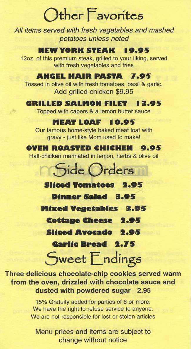 Pineapple Hill Saloon & Grill - Sherman Oaks, CA menu_pic