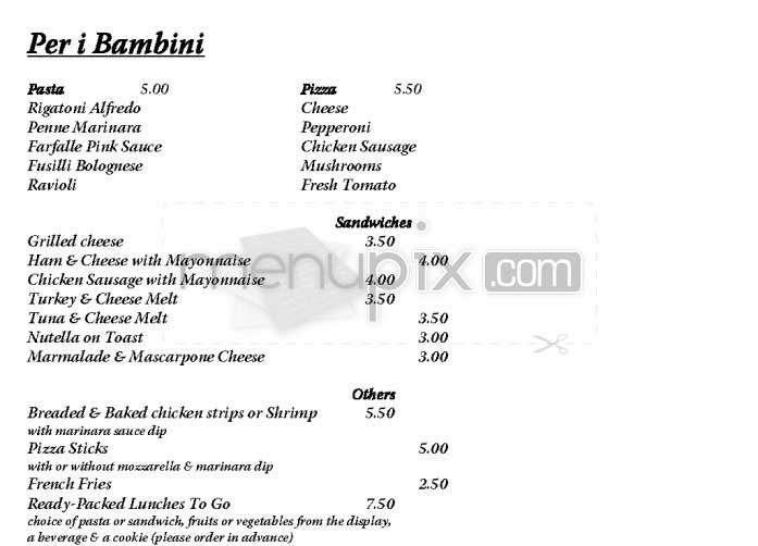 Pinocchio In Cucina - Pacific Palisades, CA menu_pic