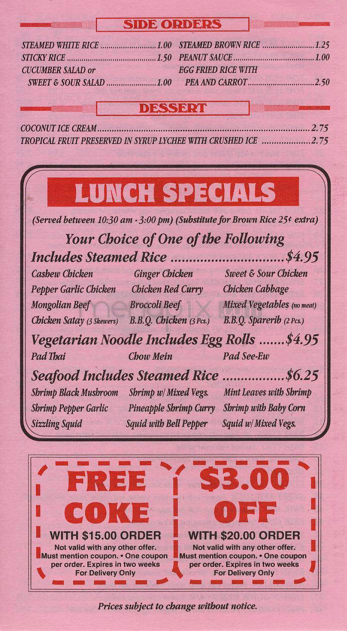 Piriya Thai Cuisine - Toluca Lake, CA menu_pic