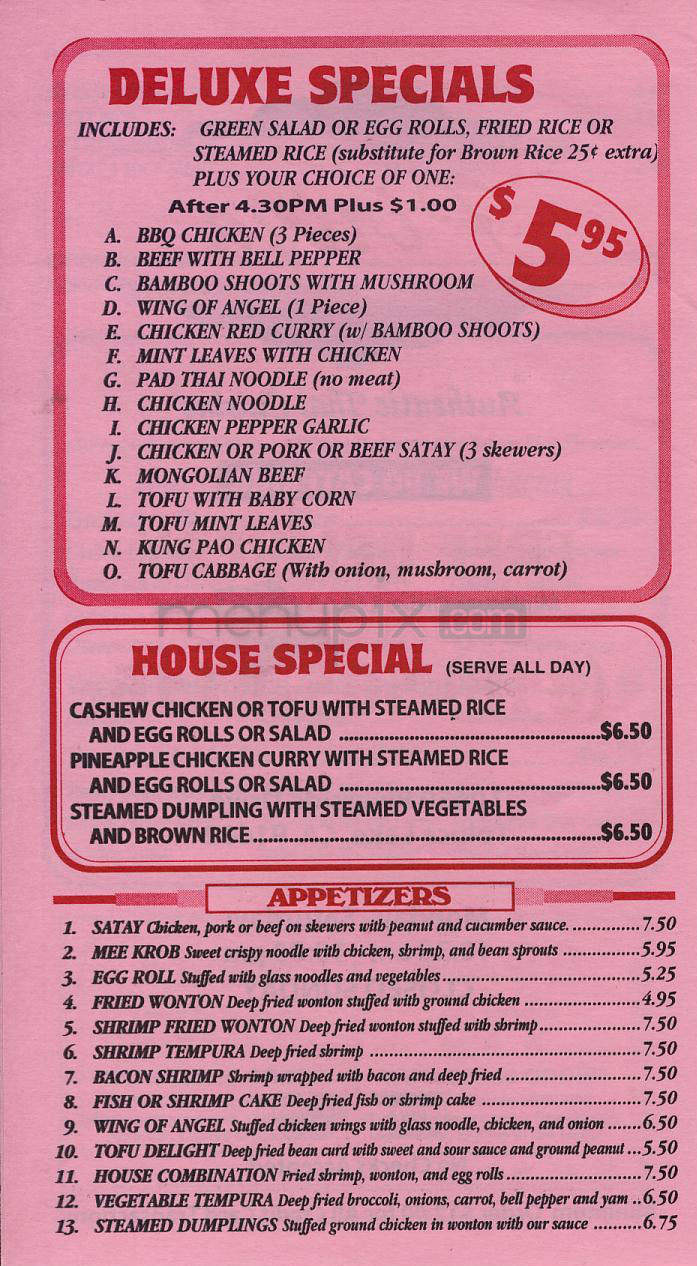 Piriya Thai Cuisine - Toluca Lake, CA menu_pic