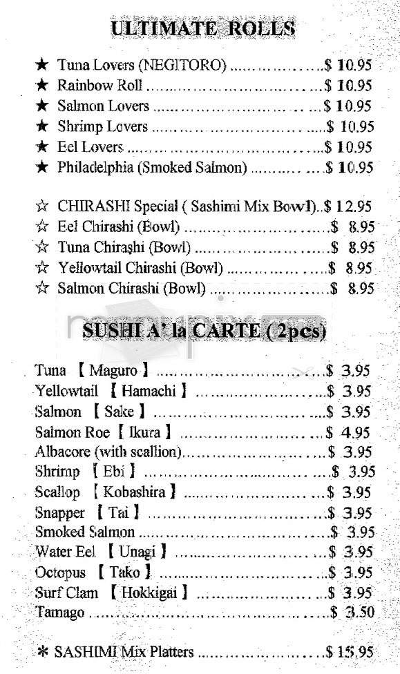 Pisces - Manhattan Beach, CA menu_pic