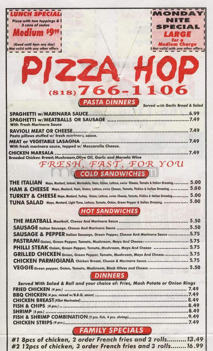 Pizza Hop - North Hollywood, CA menu_pic