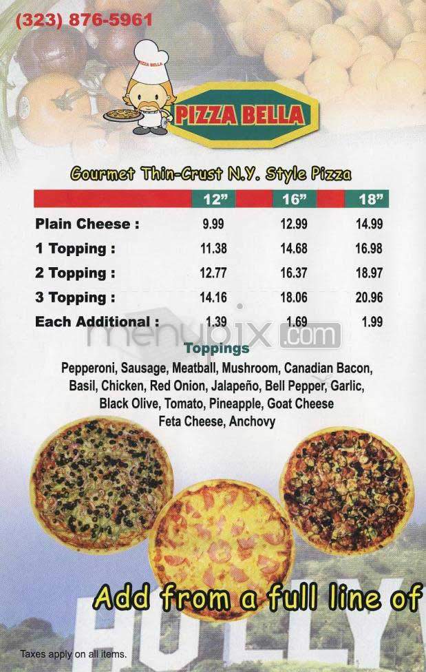 Pizza Belle - Los Angeles, CA menu_pic