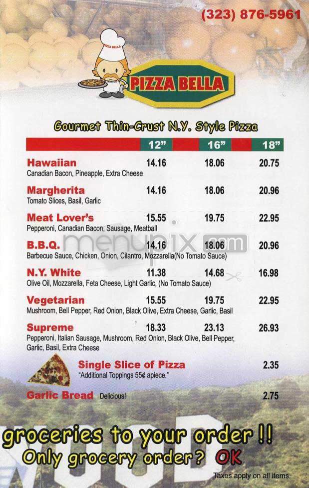 Pizza Belle - Los Angeles, CA menu_pic