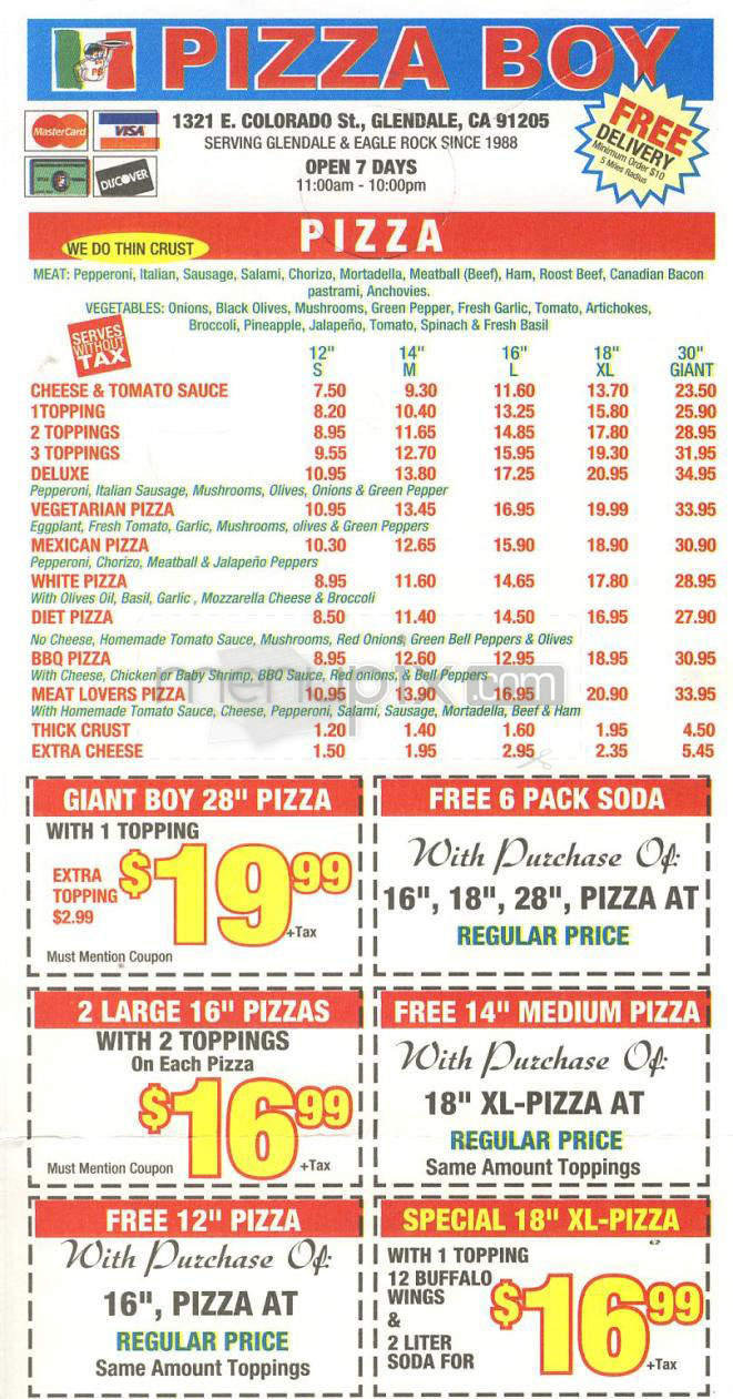 Pizza Boy - Glendale, CA menu_pic