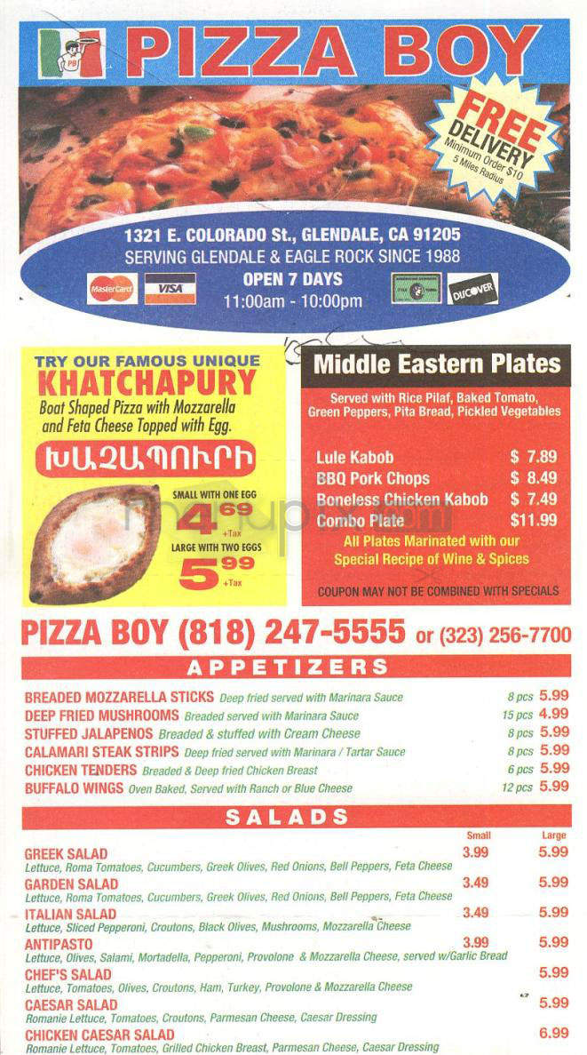 Pizza Boy - Glendale, CA menu_pic