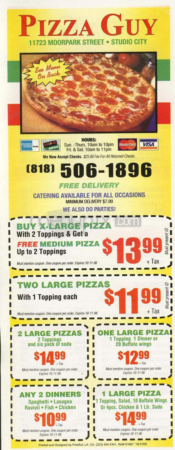Pizza Guy - Studio City, CA menu_pic