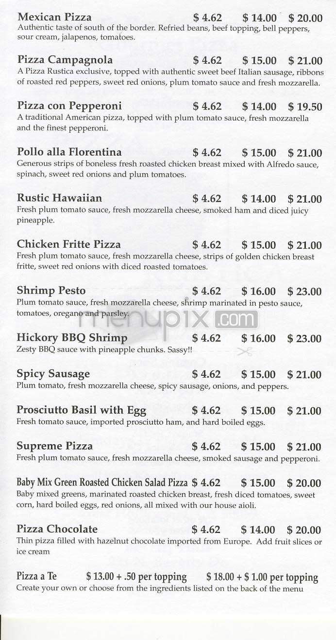 Pizza Rustica - Beverly Hills, CA menu_pic