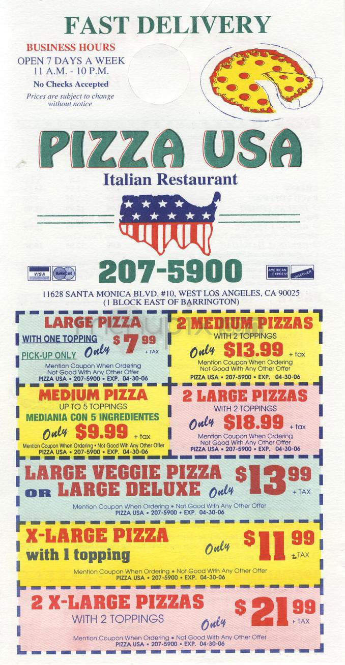 Pizza USA - Los Angeles, CA menu_pic