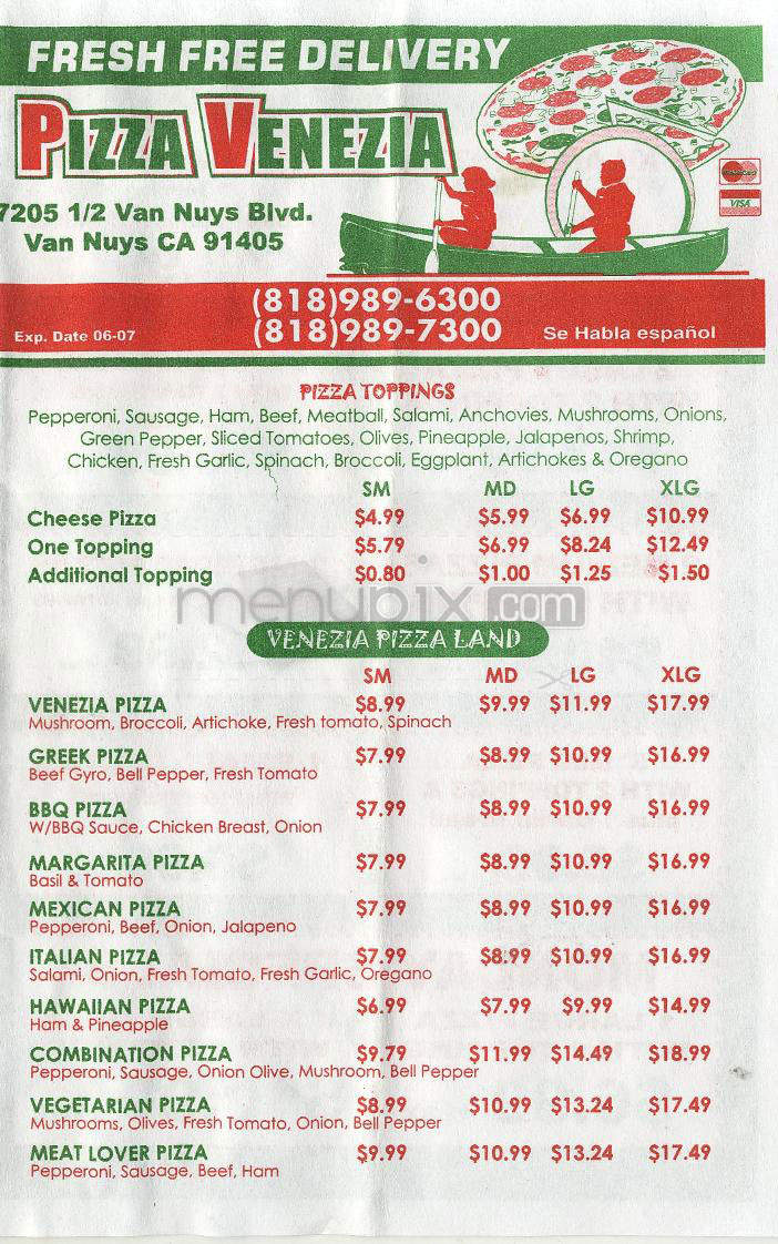 Pizza Venezia - Van Nuys, CA menu_pic