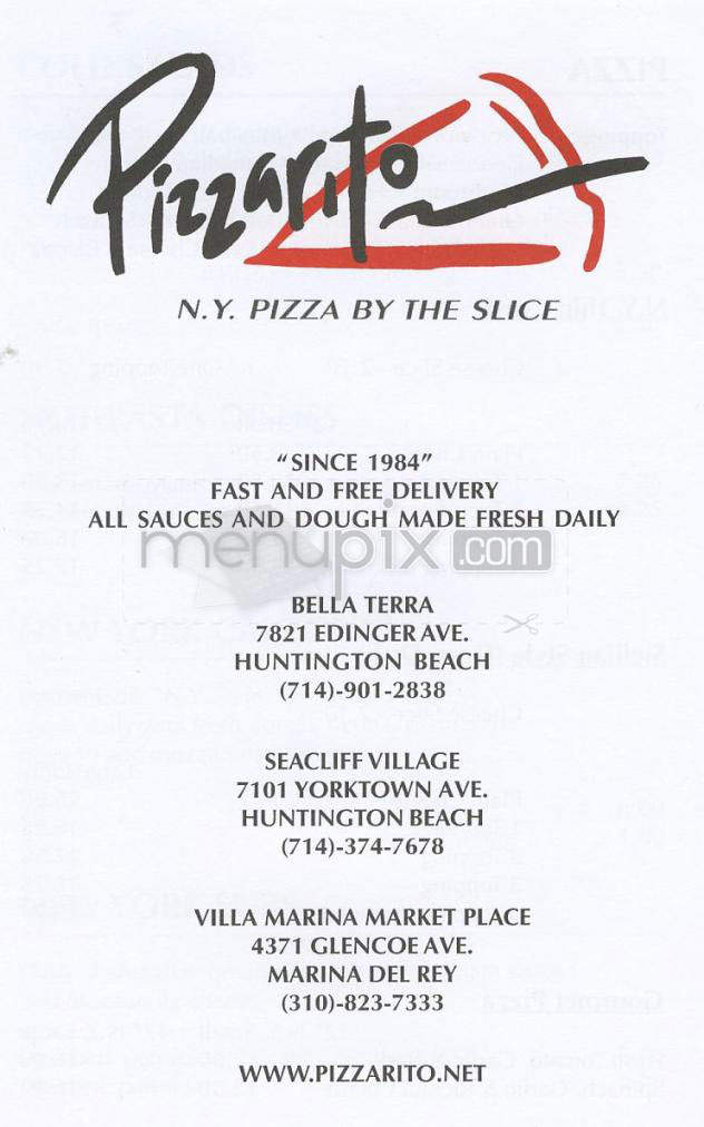 Pizzarito - Marina Del Rey, CA menu_pic