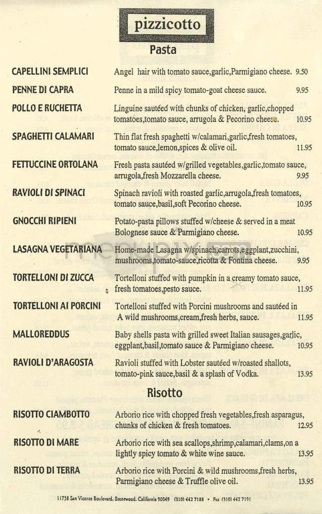 Pizzicotto - Los Angeles, CA menu_pic