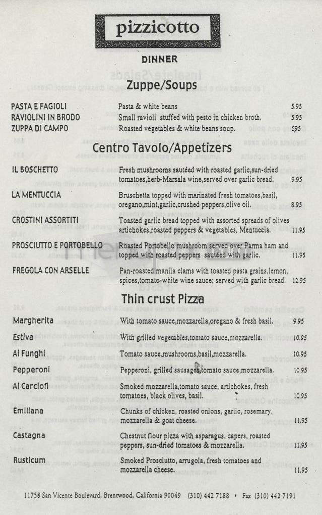 Pizzicotto - Los Angeles, CA menu_pic
