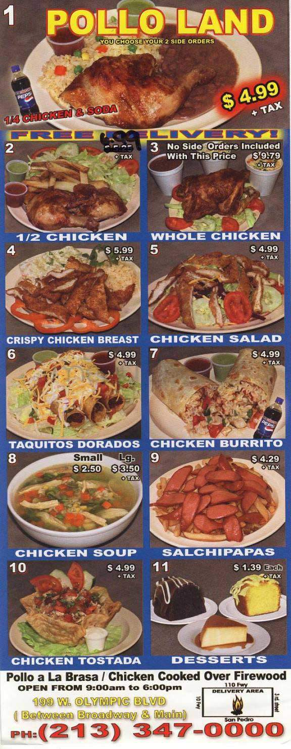 Pollo Land - Los Angeles, CA menu_pic