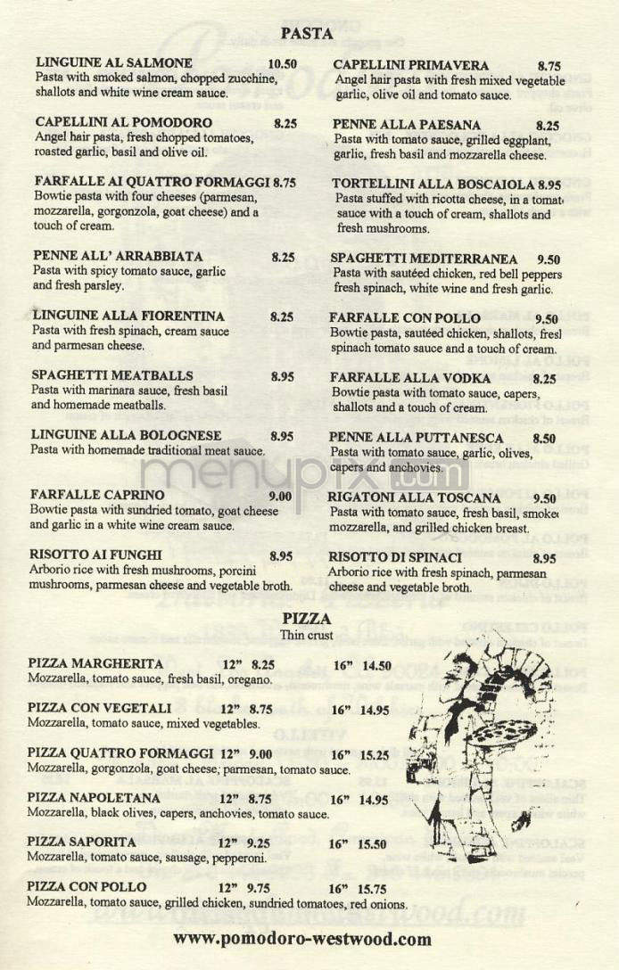Pomodoro Restaurante - Los Angeles, CA menu_pic