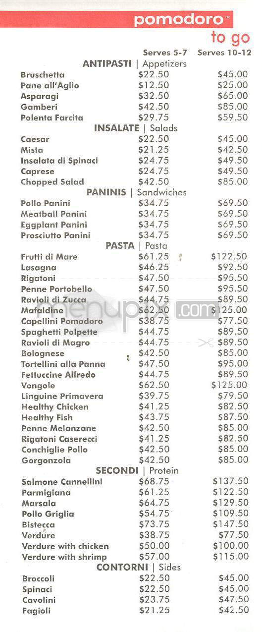 Pomodoro Cucina Italiana - Manhattan Beach, CA menu_pic