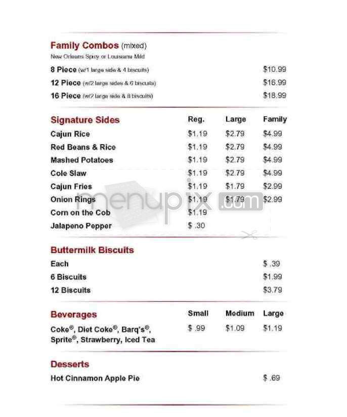 Popeye's Chicken & Biscuits - Pasadena, CA menu_pic