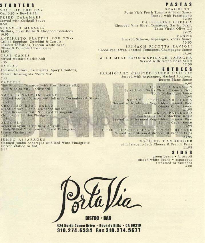 Porta Via - Beverly Hills, CA menu_pic